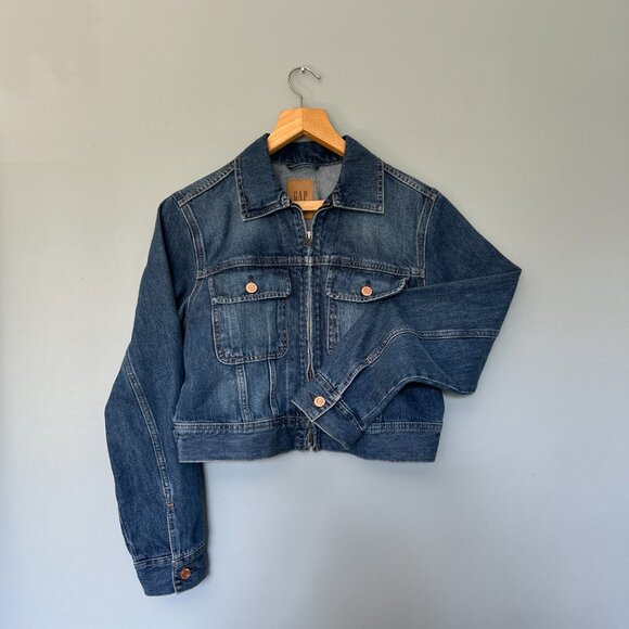 NWOT GapHeritage Cropped Denim Jacket - Medium | Light Indigo - Picture 2 of 4